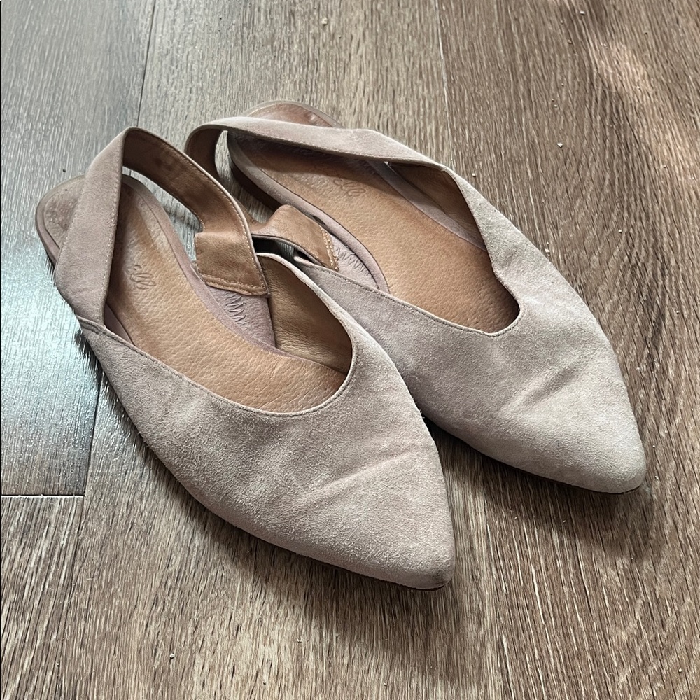 Madewell Taupe Suede Pointed Slingback Flats